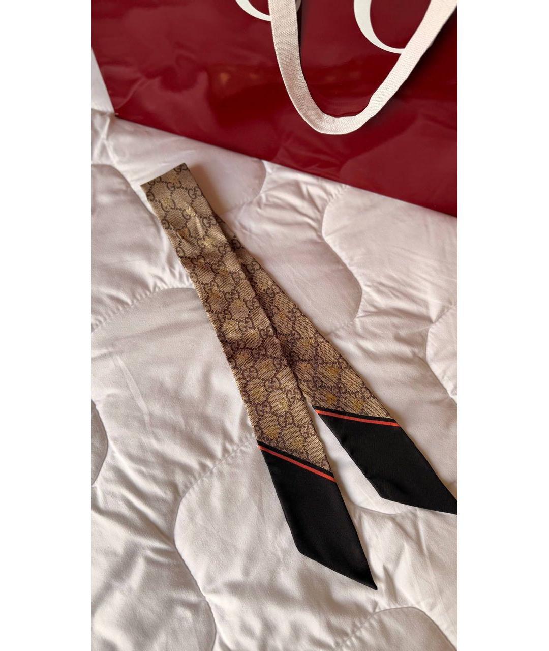 GUCCI Бежевый шелковый платок, фото 2