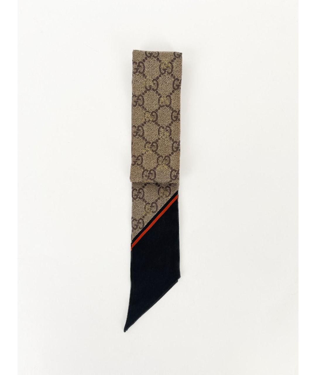 GUCCI Бежевый шелковый платок, фото 4