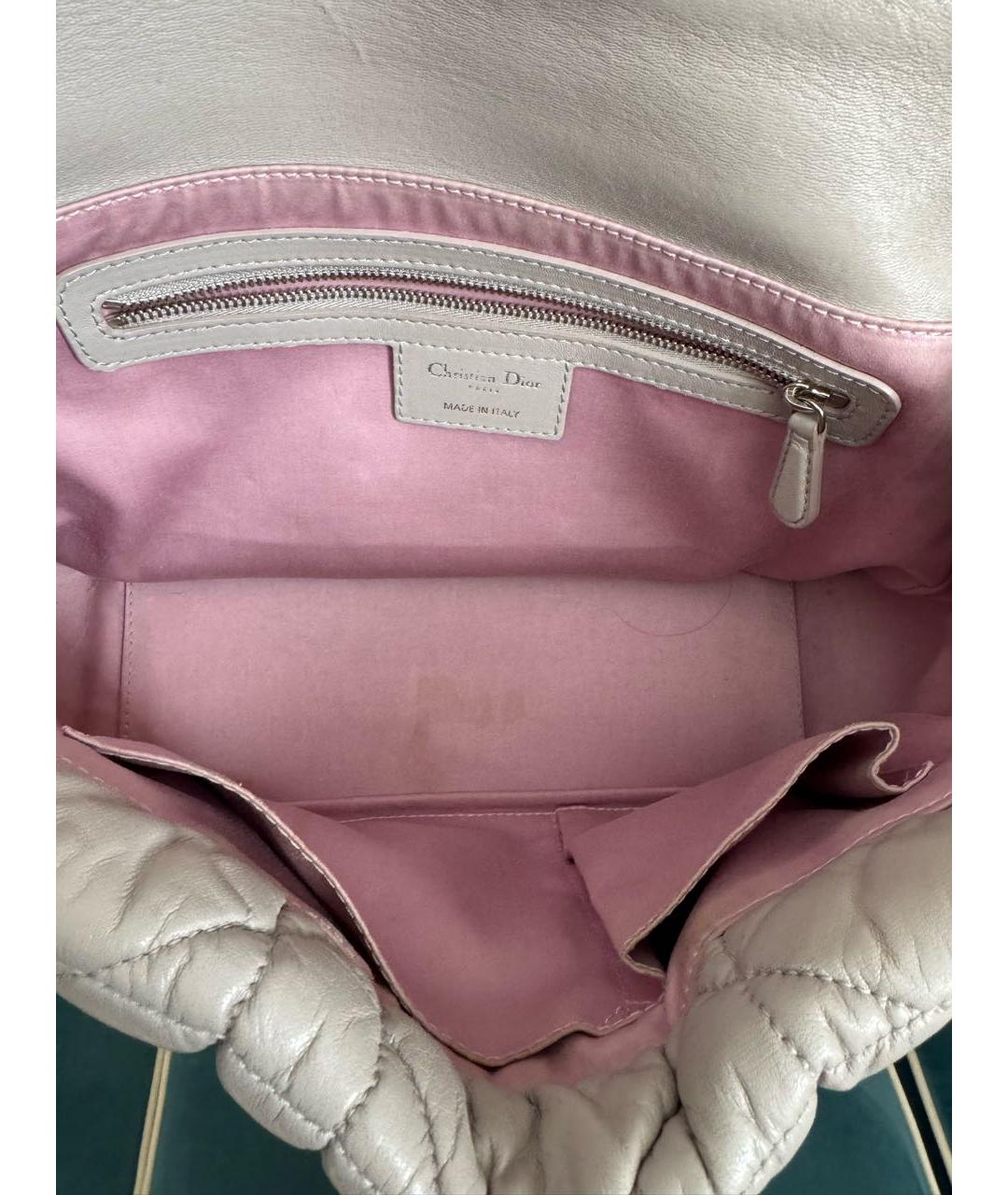 CHRISTIAN DIOR Серая кожаная сумка через плечо, фото 3