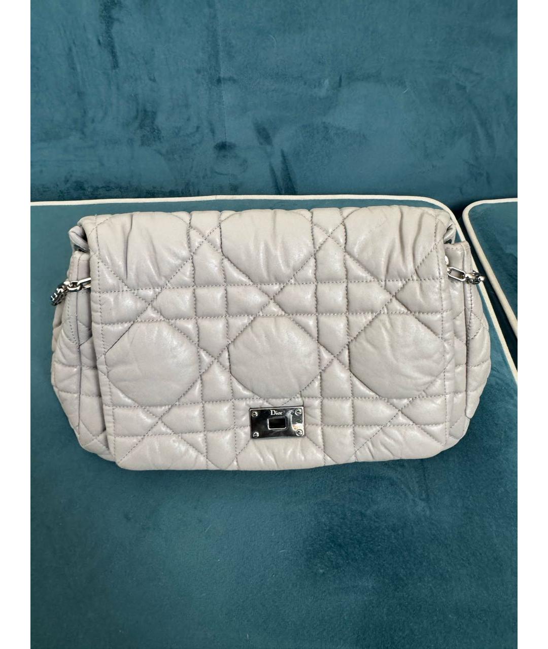 CHRISTIAN DIOR Серая кожаная сумка через плечо, фото 9