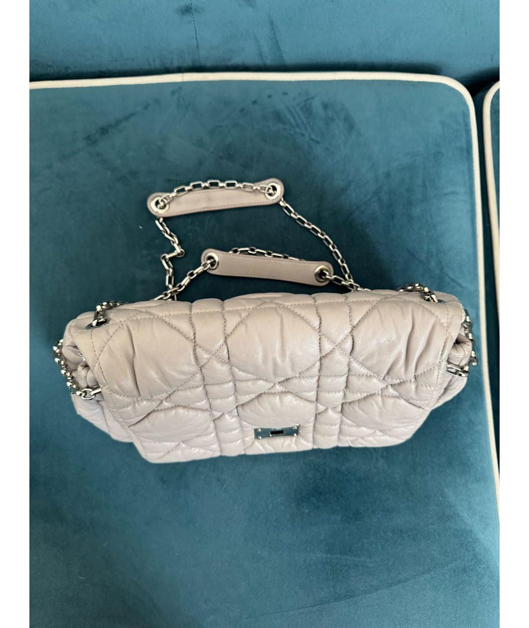 CHRISTIAN DIOR Серая кожаная сумка через плечо, фото 2