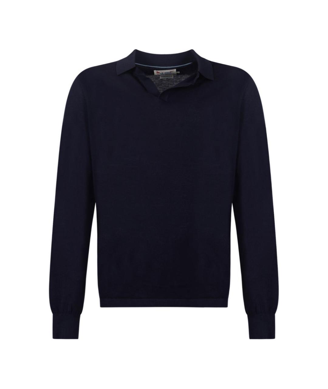 MC2 SAINT BARTH Темно-синее хлопковое поло с длинным рукавом, фото 1