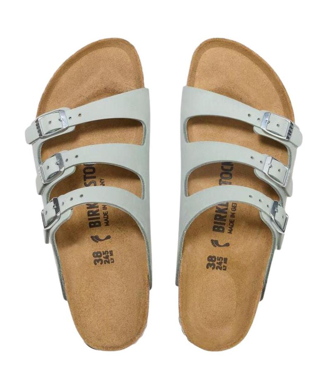 BIRKENSTOCK Голубые кожаные шлепанцы, фото 4