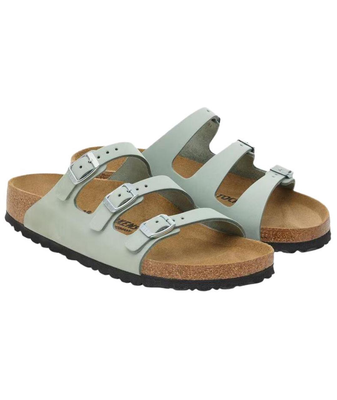 BIRKENSTOCK Голубые кожаные шлепанцы, фото 3