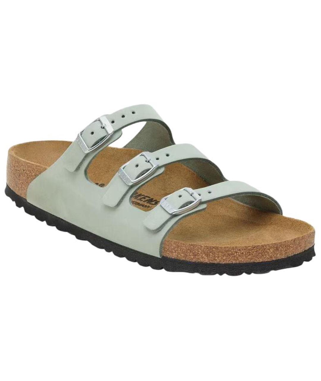 BIRKENSTOCK Голубые кожаные шлепанцы, фото 2