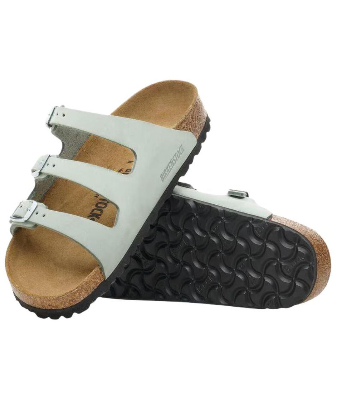 BIRKENSTOCK Голубые кожаные шлепанцы, фото 5