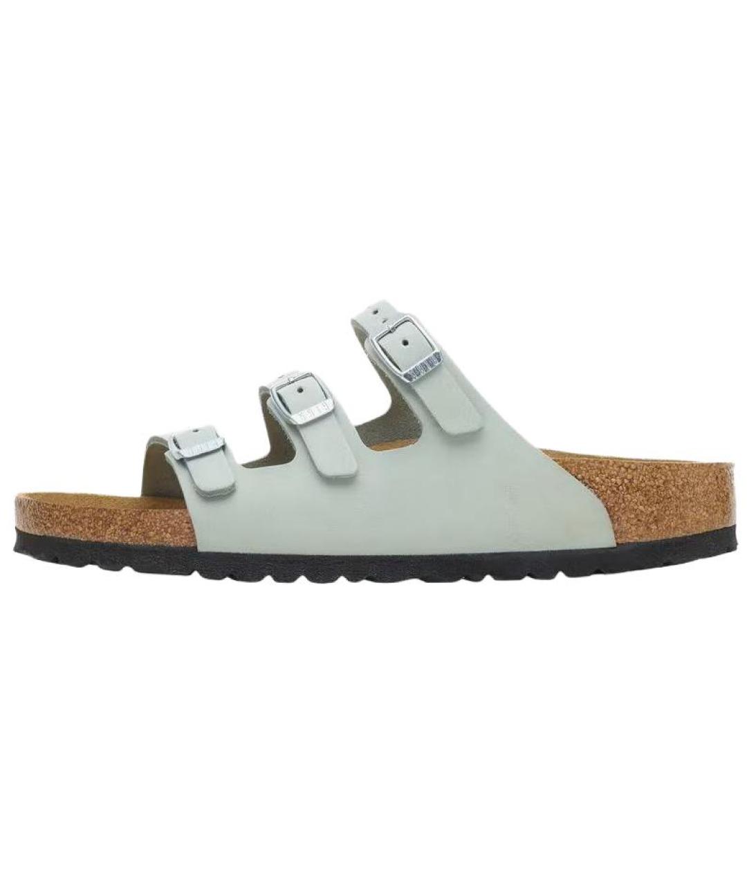 BIRKENSTOCK Голубые кожаные шлепанцы, фото 6