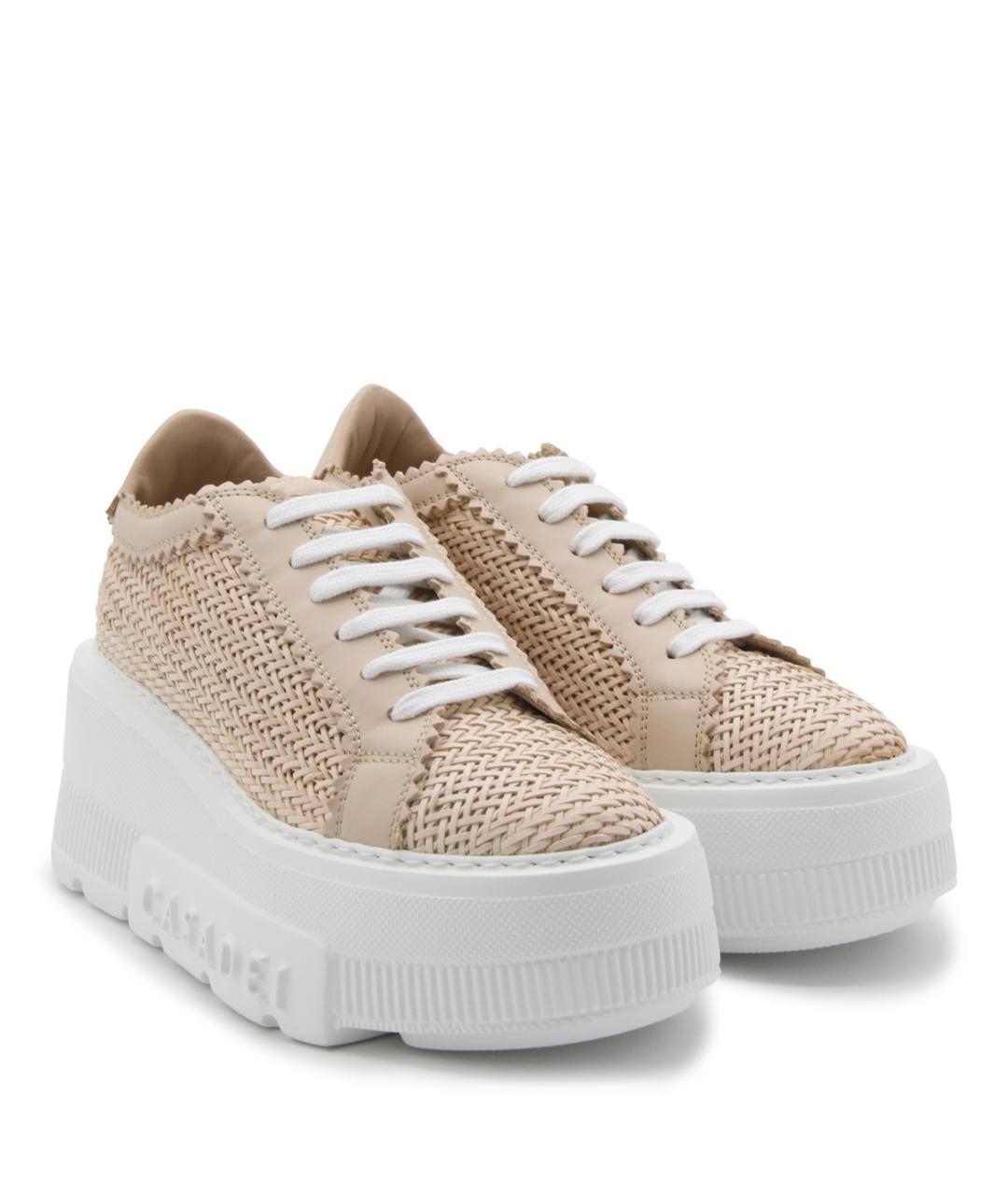 CASADEI Бежевые кожаные кроссовки, фото 2
