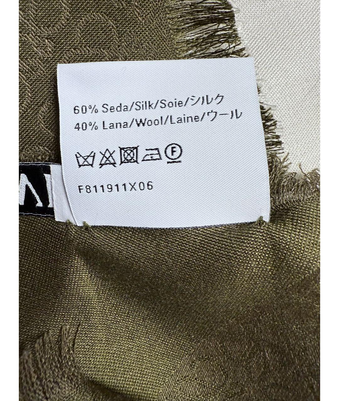 LOEWE Хаки шерстяной платок, фото 7
