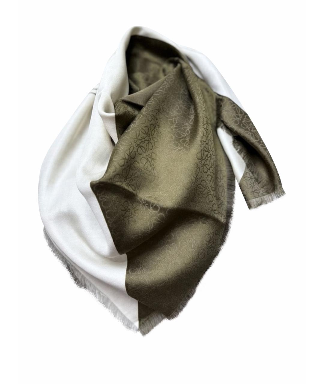 LOEWE Хаки шерстяной платок, фото 1
