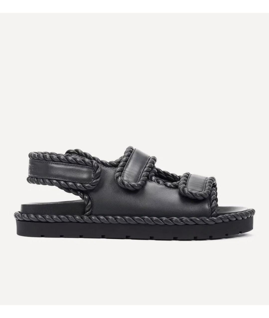 BOTTEGA VENETA Темно-синие кожаные сандалии, фото 4