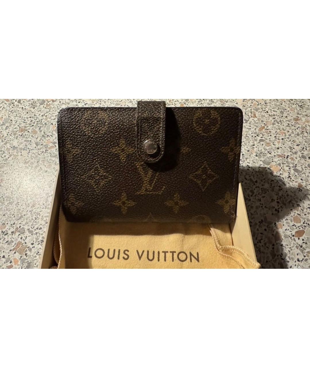 LOUIS VUITTON Коричневый кожаный кошелек, фото 9