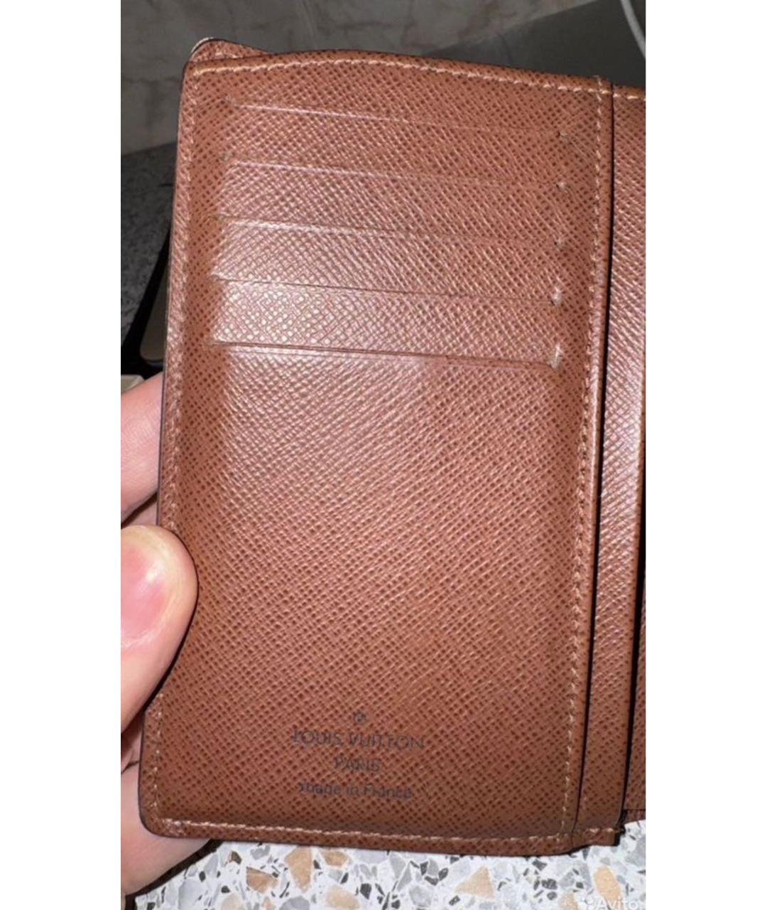 LOUIS VUITTON Коричневый кожаный кошелек, фото 5