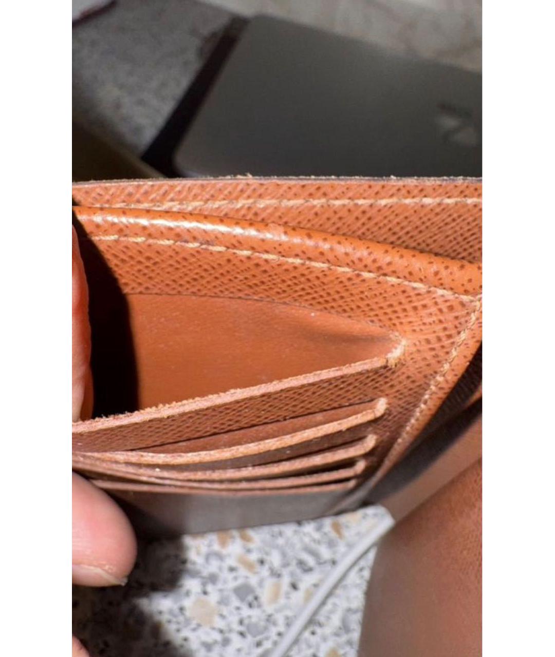 LOUIS VUITTON Коричневый кожаный кошелек, фото 8