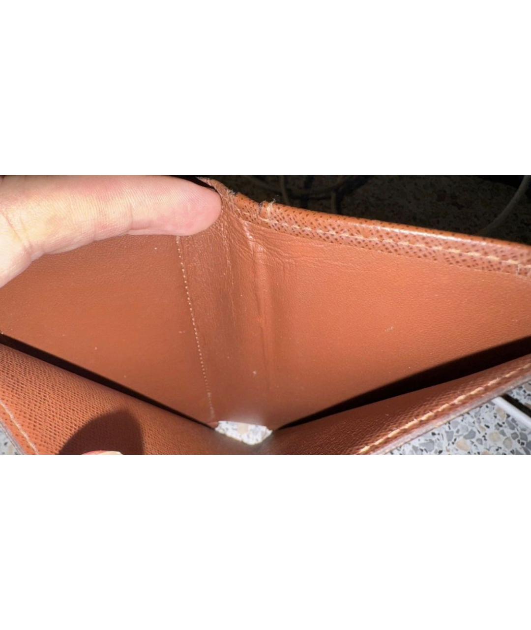 LOUIS VUITTON Коричневый кожаный кошелек, фото 4