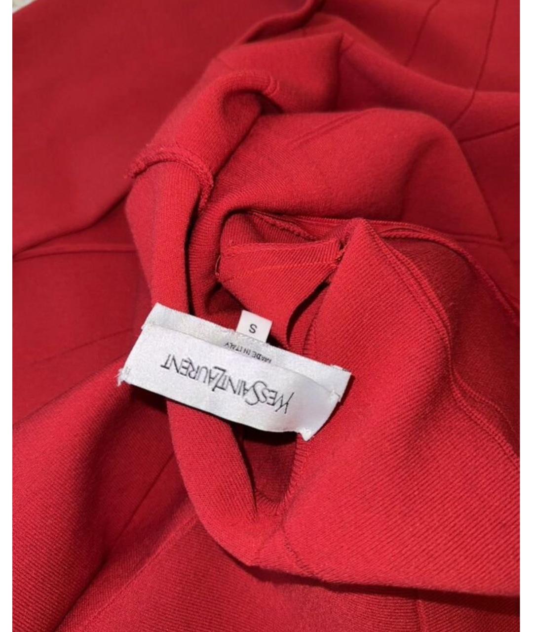 SAINT LAURENT Красное полиэстеровое коктейльное платье, фото 3