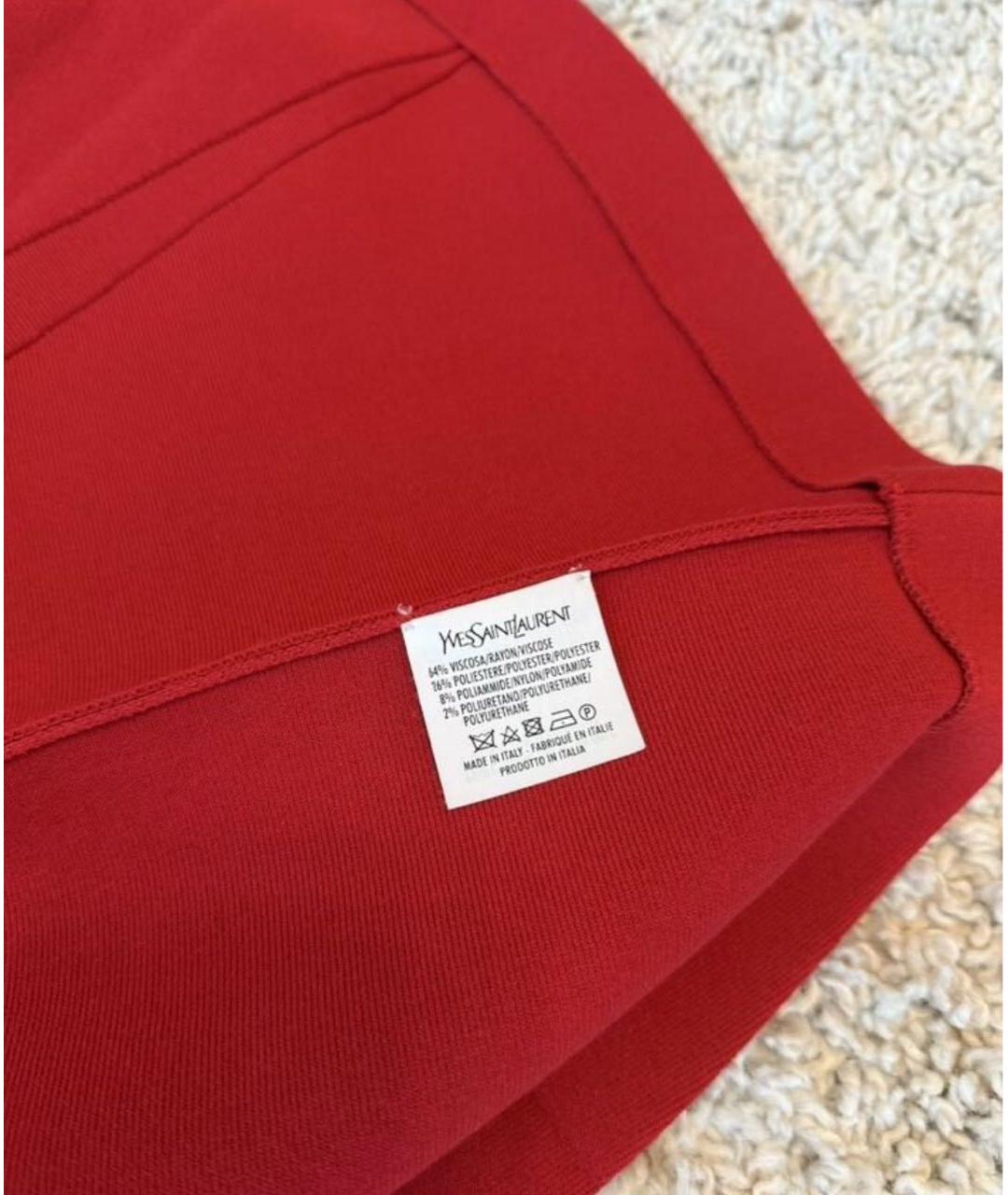 SAINT LAURENT Красное полиэстеровое коктейльное платье, фото 4