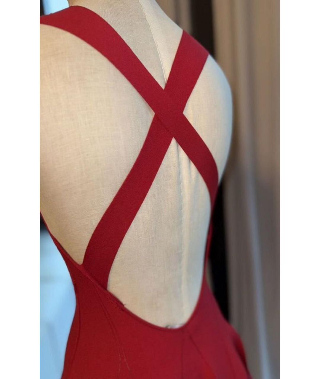 SAINT LAURENT Красное полиэстеровое коктейльное платье, фото 6