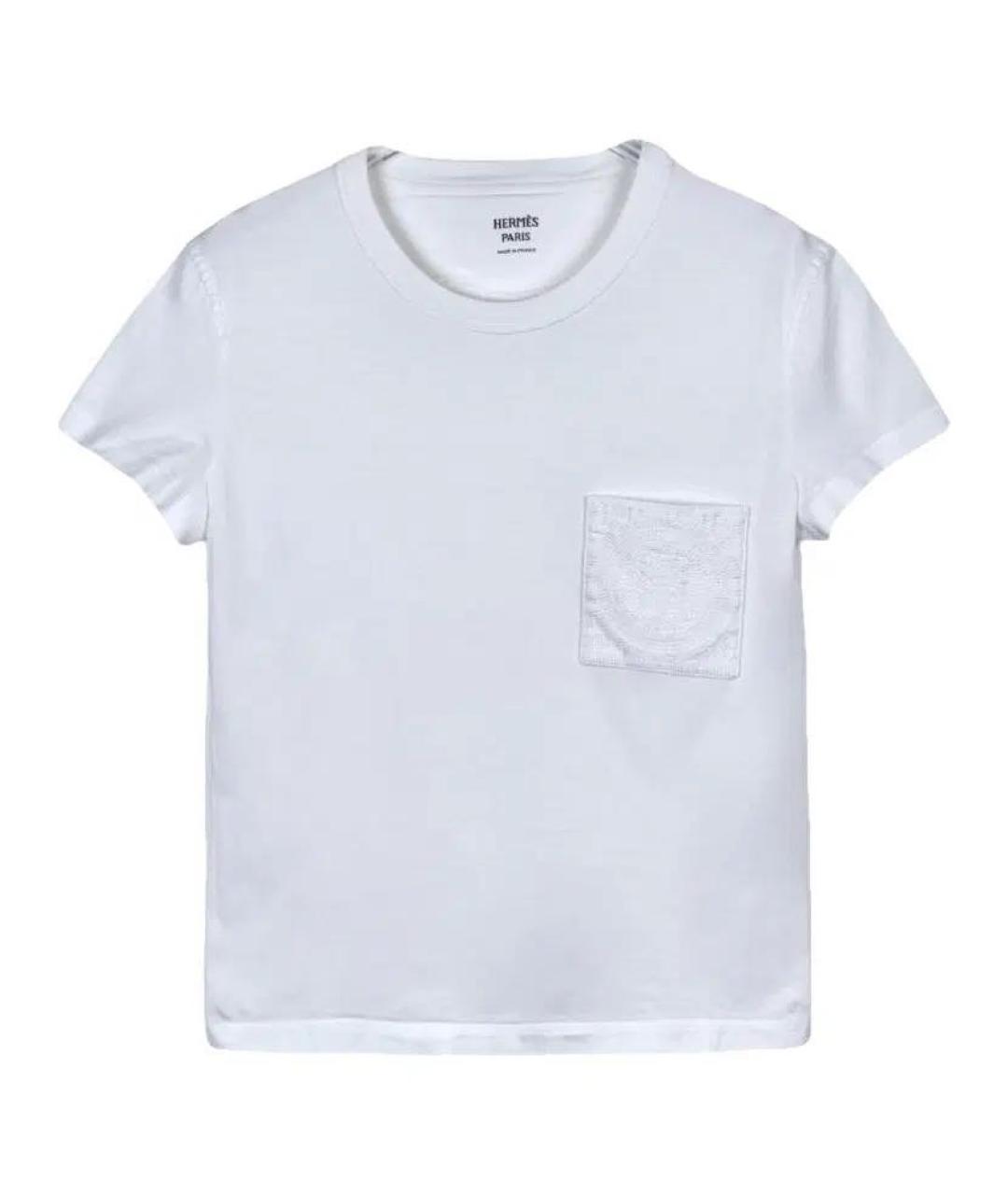 HERMES Белая хлопковая футболка, фото 6