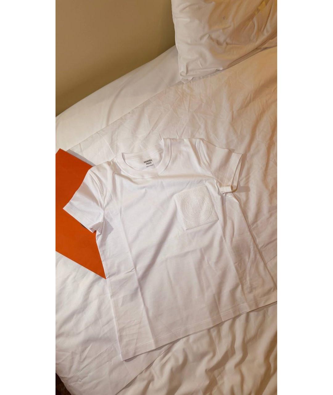 HERMES Белая хлопковая футболка, фото 2