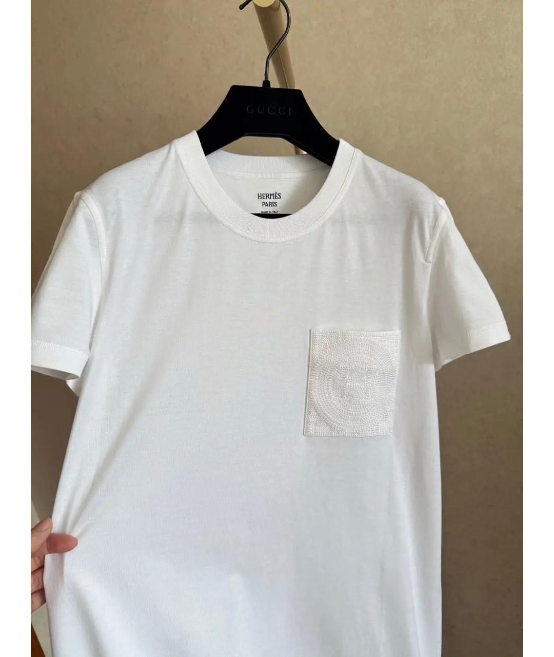 HERMES Белая хлопковая футболка, фото 5