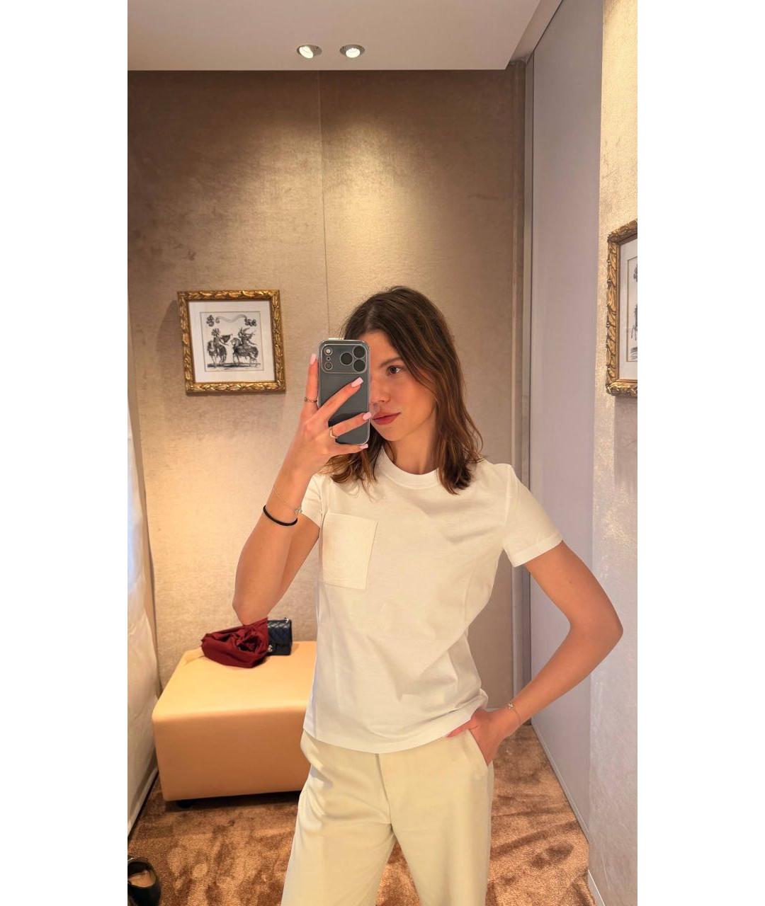 HERMES Белая хлопковая футболка, фото 4