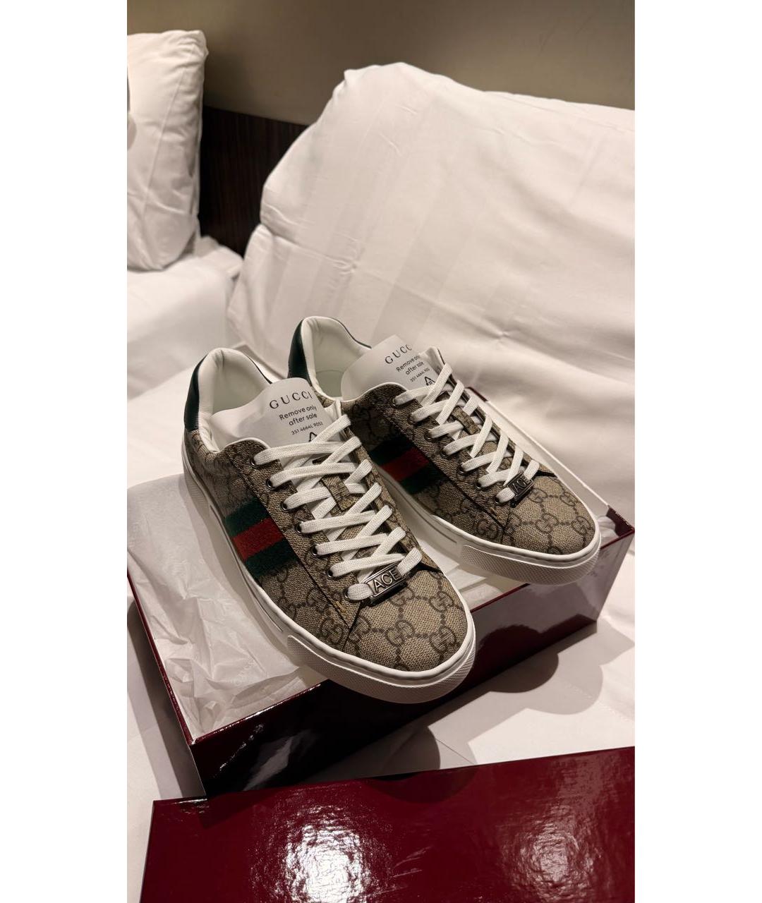 GUCCI Коричневые кожаные кеды, фото 2