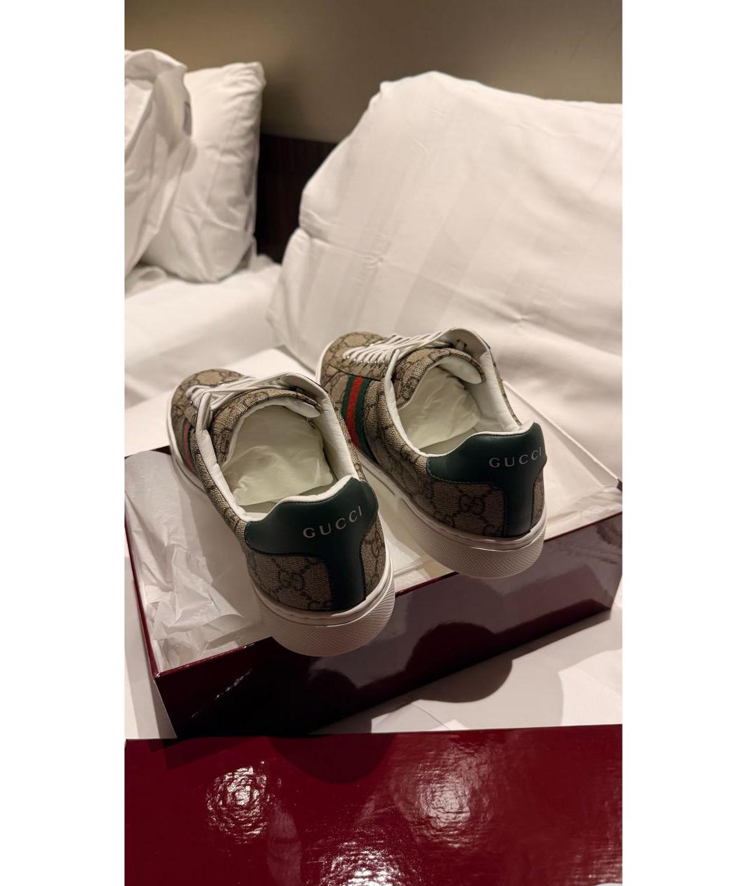 GUCCI Коричневые кожаные кеды, фото 5