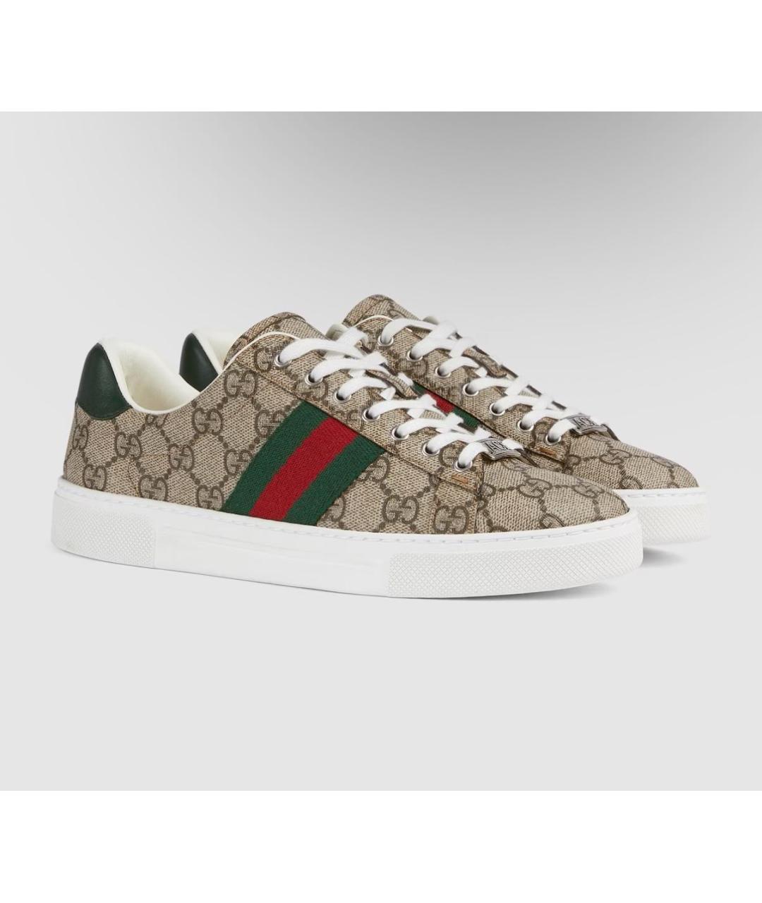 GUCCI Коричневые кожаные кеды, фото 6