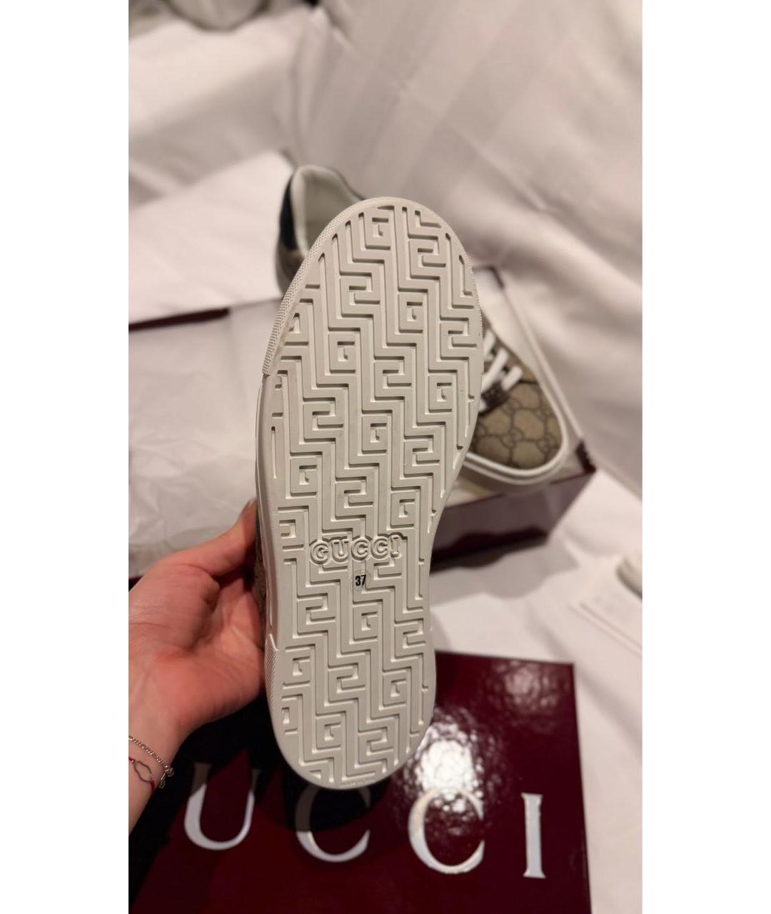 GUCCI Коричневые кожаные кеды, фото 4