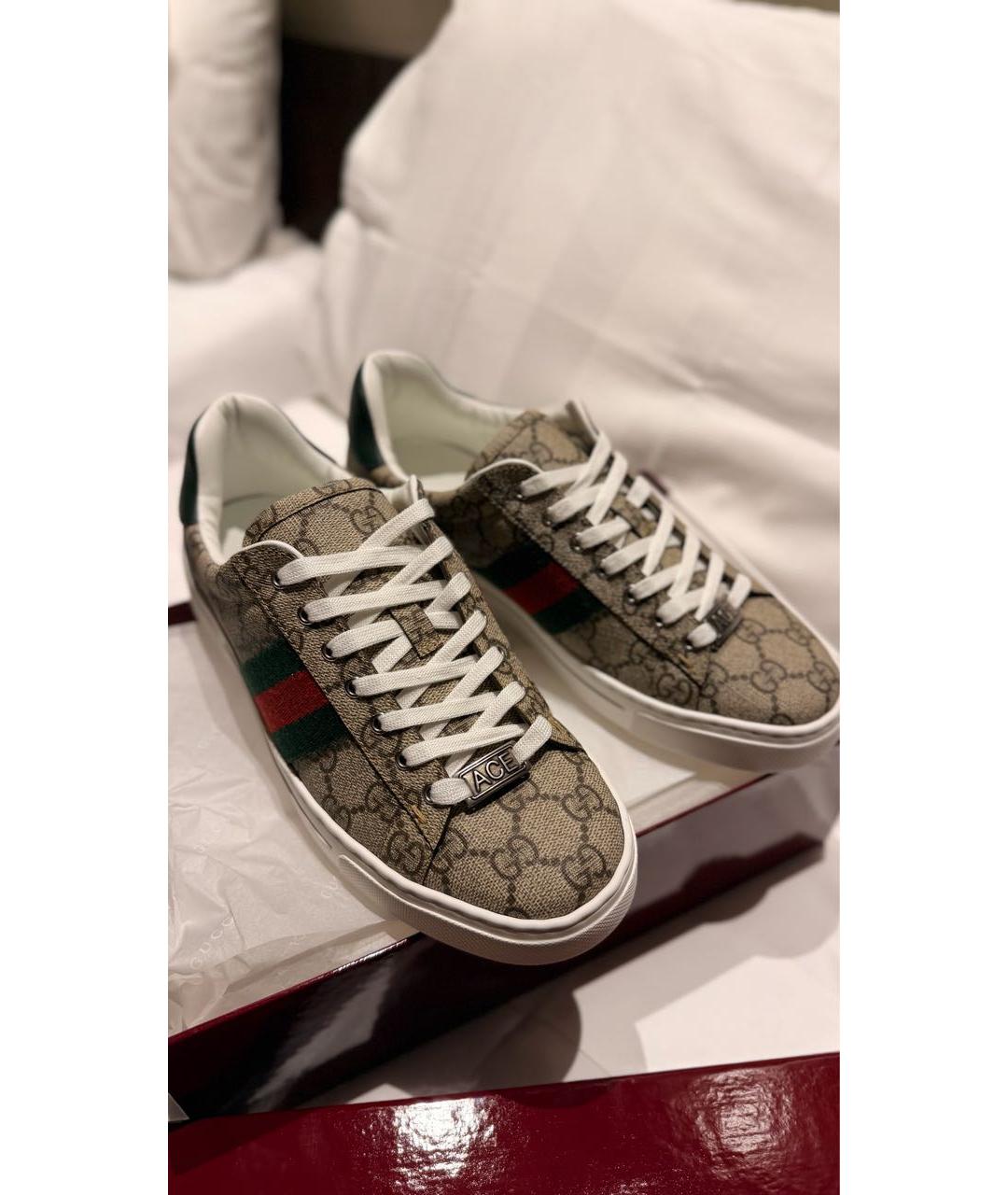 GUCCI Коричневые кожаные кеды, фото 3