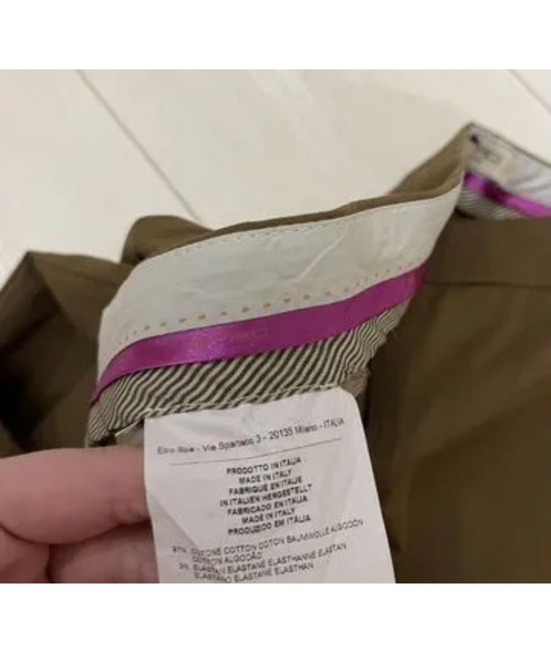 ETRO Коричневые хлопковые прямые брюки, фото 4