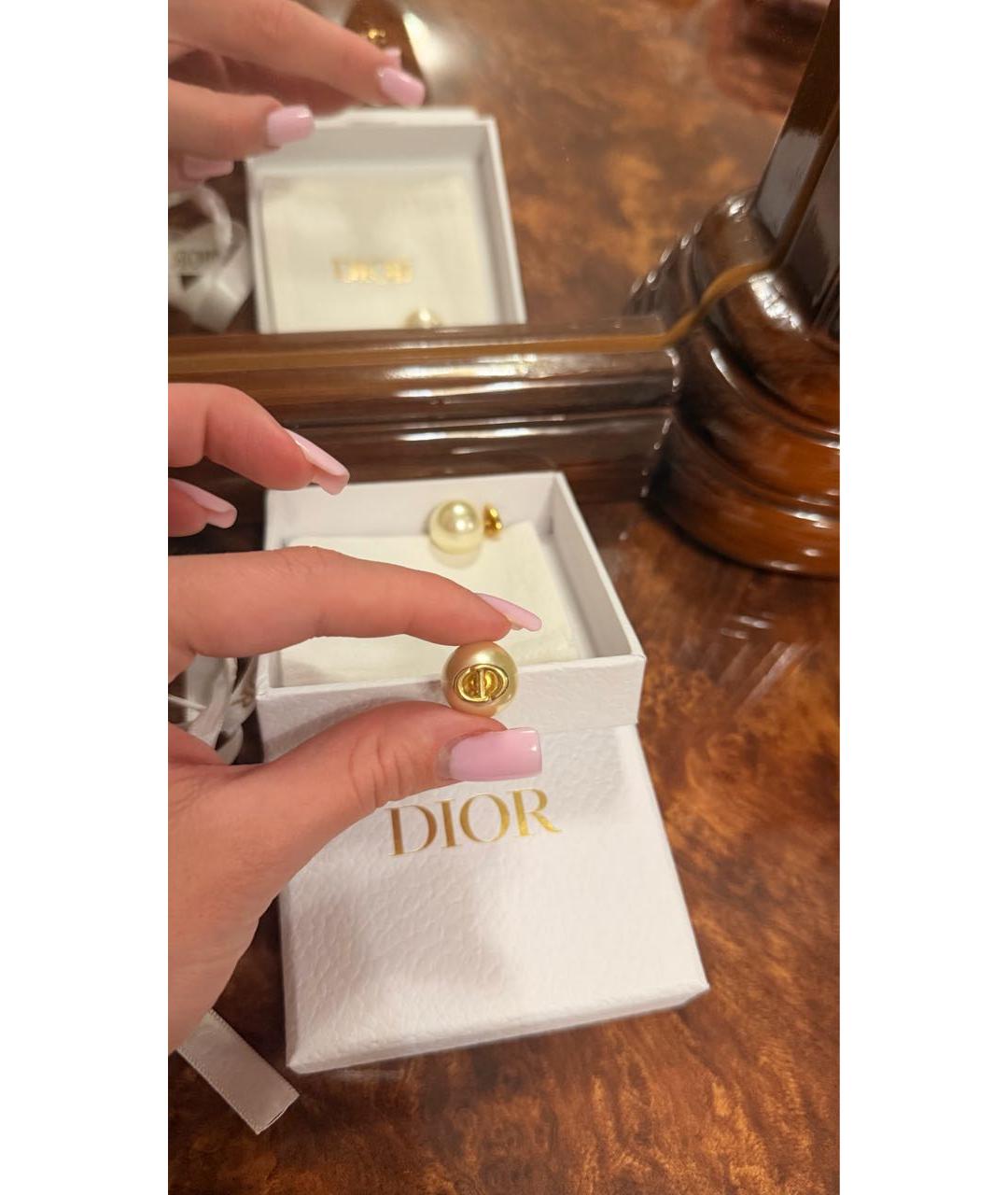 CHRISTIAN DIOR Золотые жемчужные серьги, фото 3