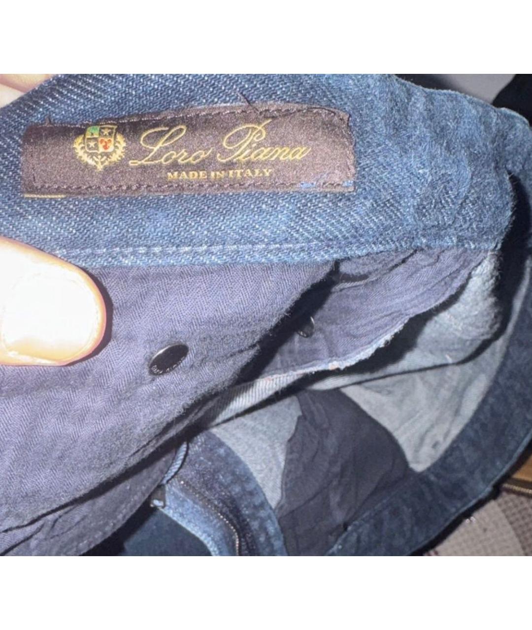 LORO PIANA Темно-синие хлопковые джинсы слим, фото 2