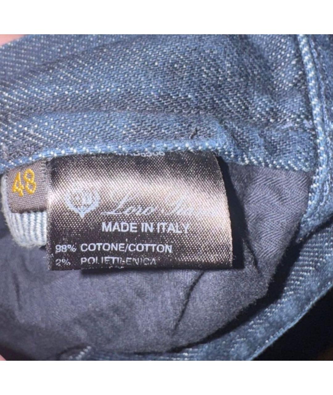 LORO PIANA Темно-синие хлопковые джинсы слим, фото 3