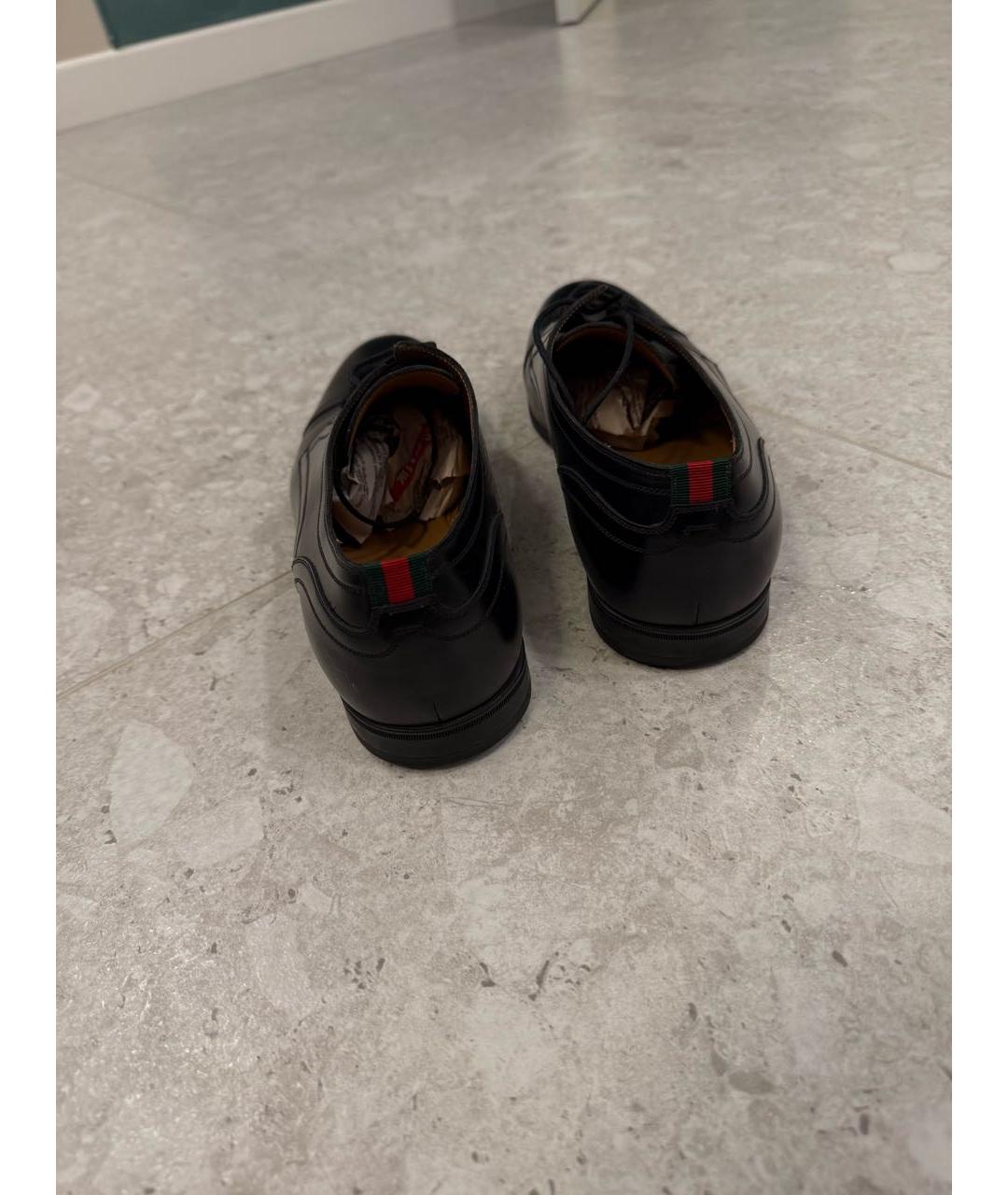 GUCCI Черные кожаные туфли, фото 4