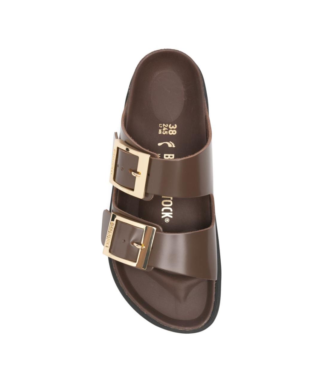 BIRKENSTOCK Коричневые кожаные сандалии, фото 4