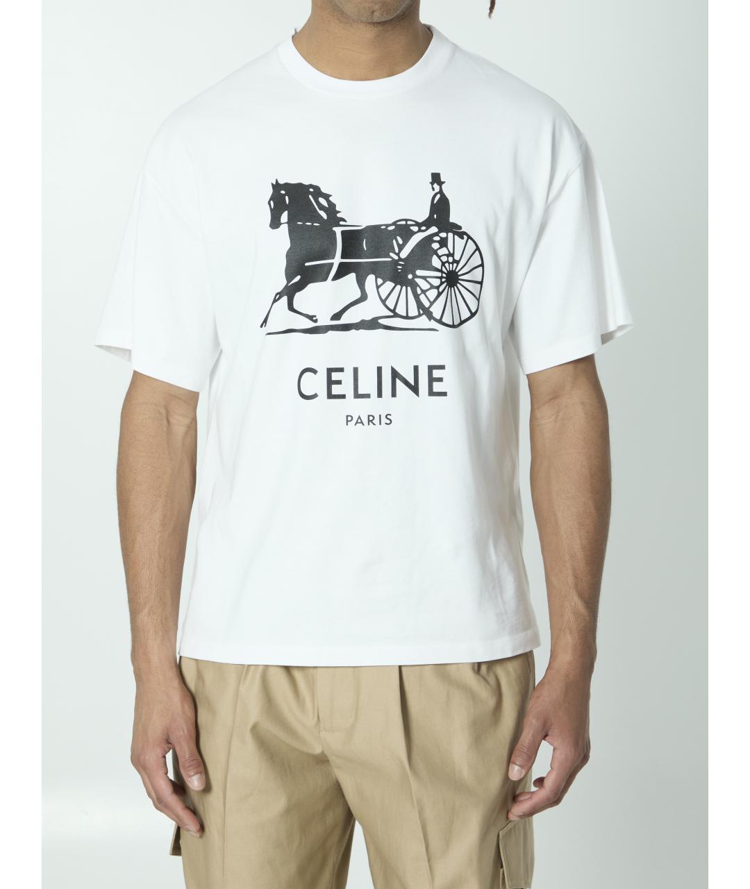 CELINE Белая хлопковая футболка, фото 5