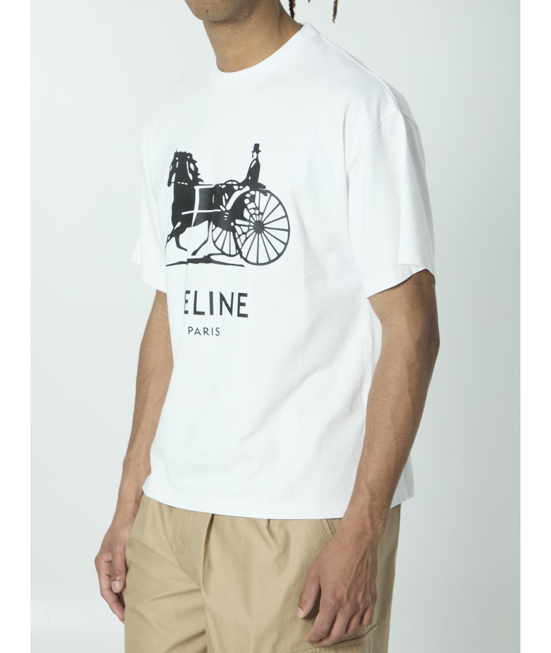 CELINE Белая хлопковая футболка, фото 2