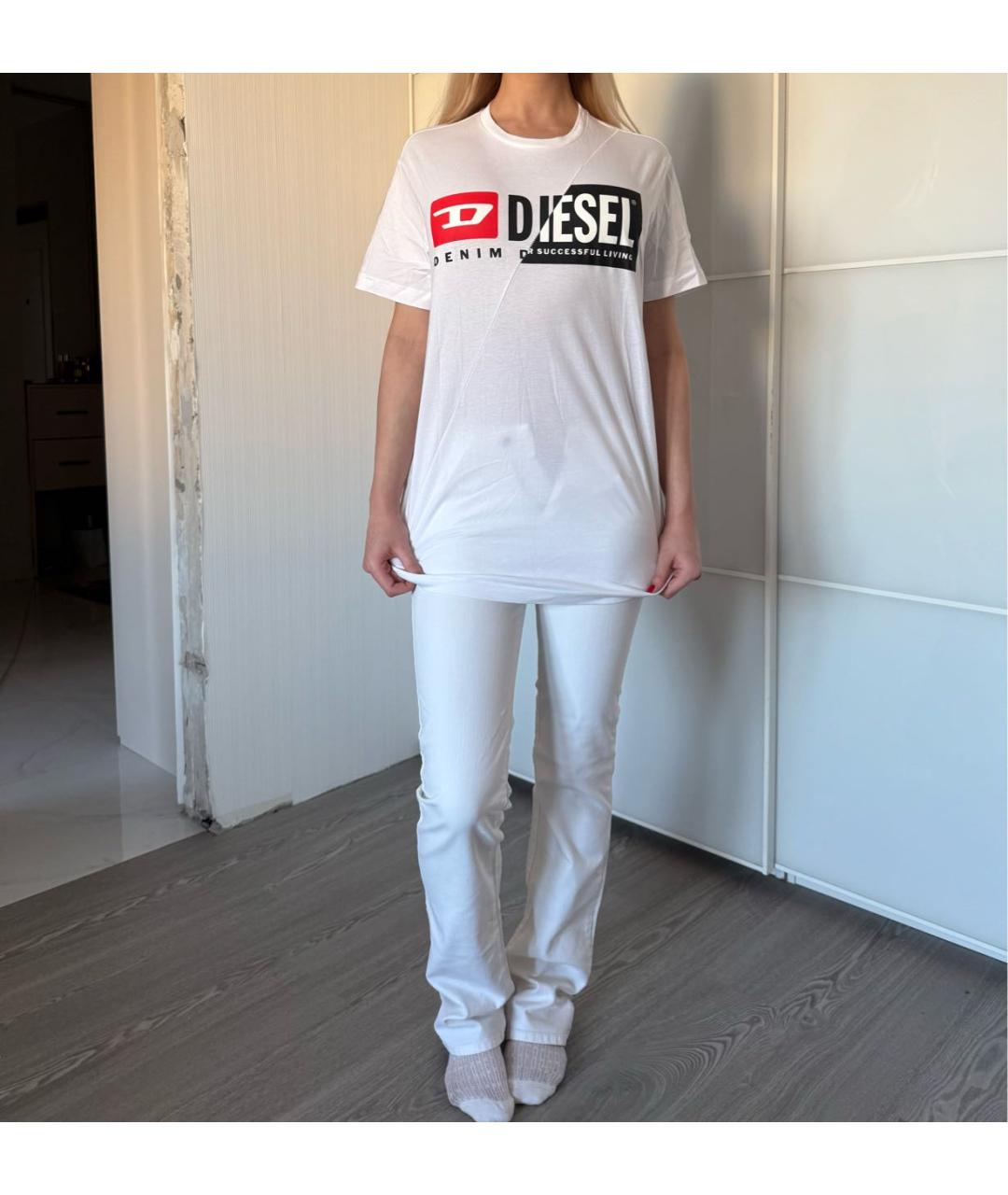 TRUSSARDI JEANS Белые хлопковые прямые джинсы, фото 3