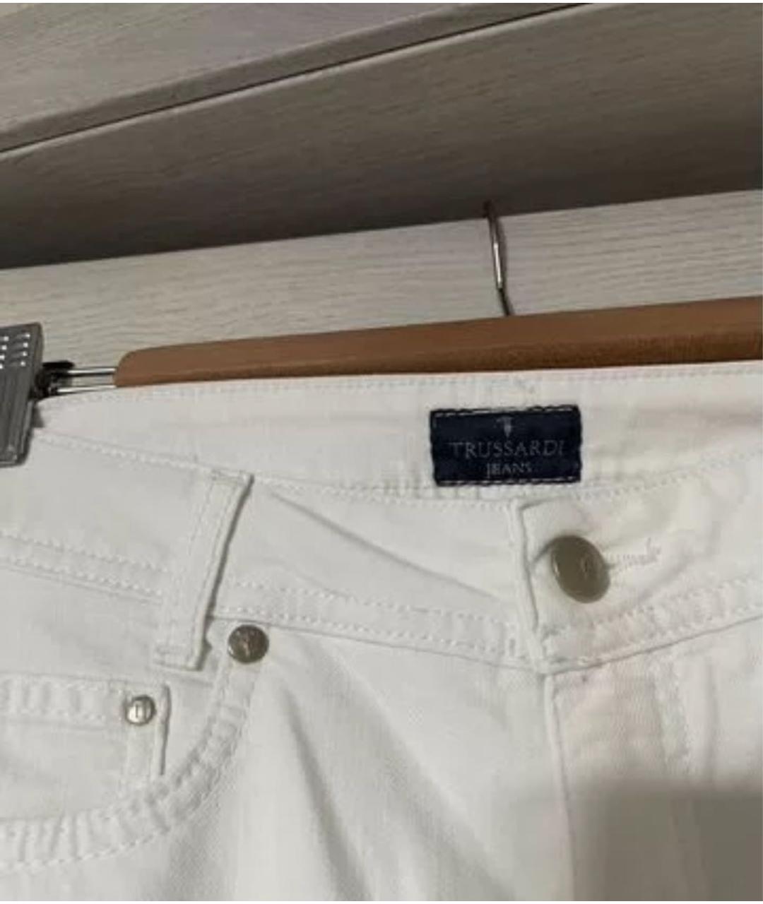TRUSSARDI JEANS Белые хлопковые прямые джинсы, фото 7