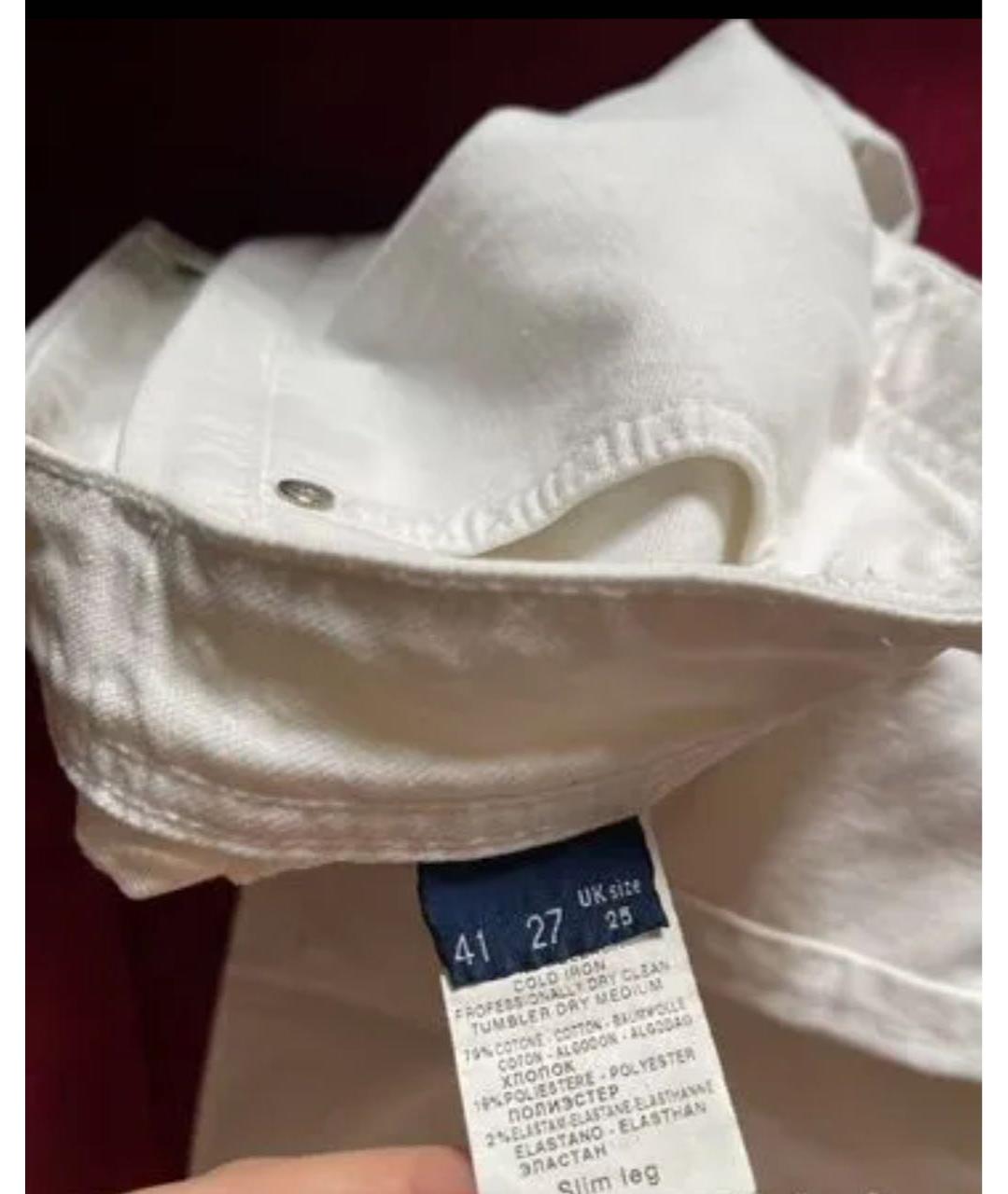 TRUSSARDI JEANS Белые хлопковые прямые джинсы, фото 5