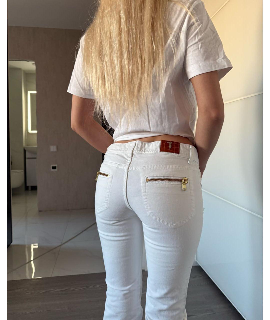 TRUSSARDI JEANS Белые хлопковые прямые джинсы, фото 2