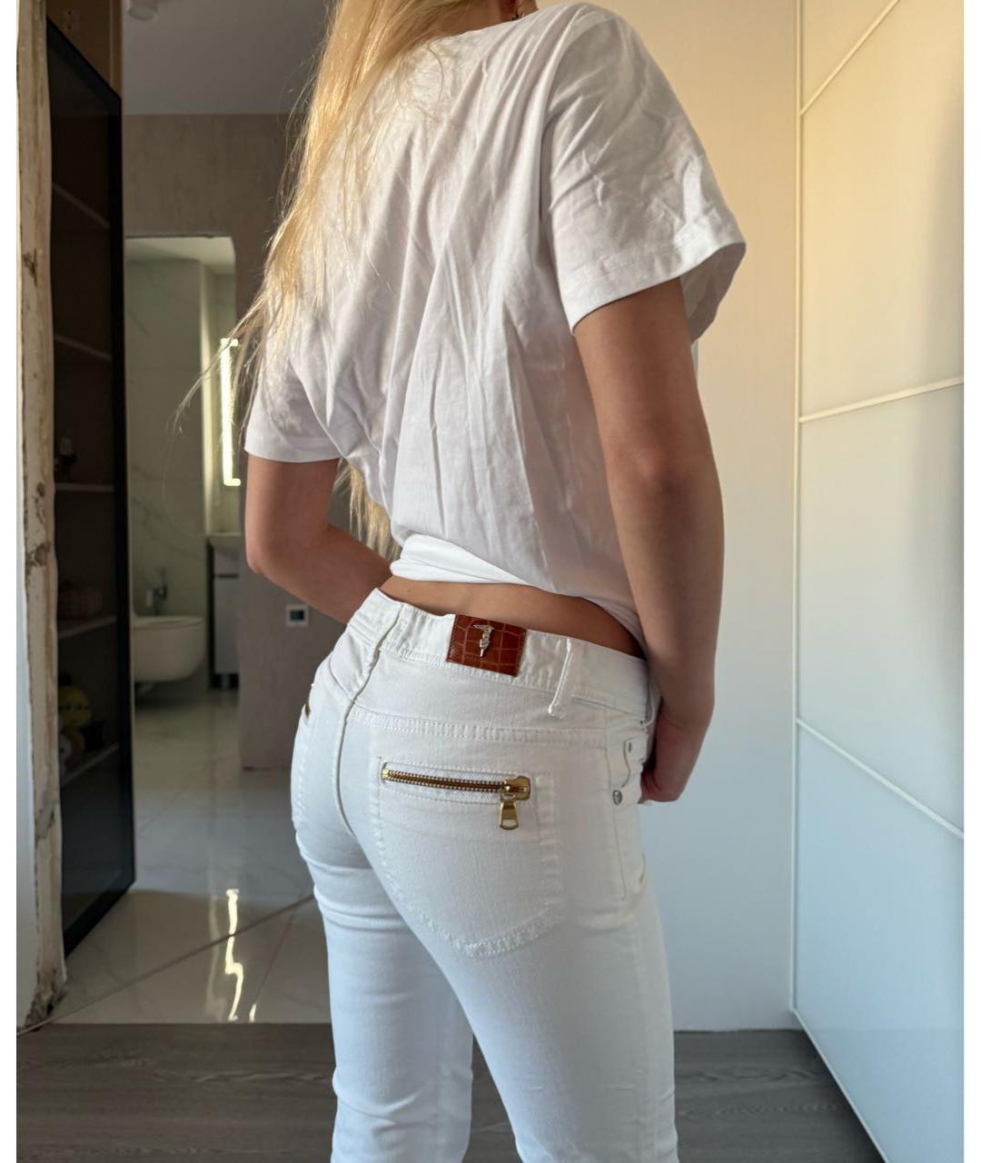 TRUSSARDI JEANS Белые хлопковые прямые джинсы, фото 4