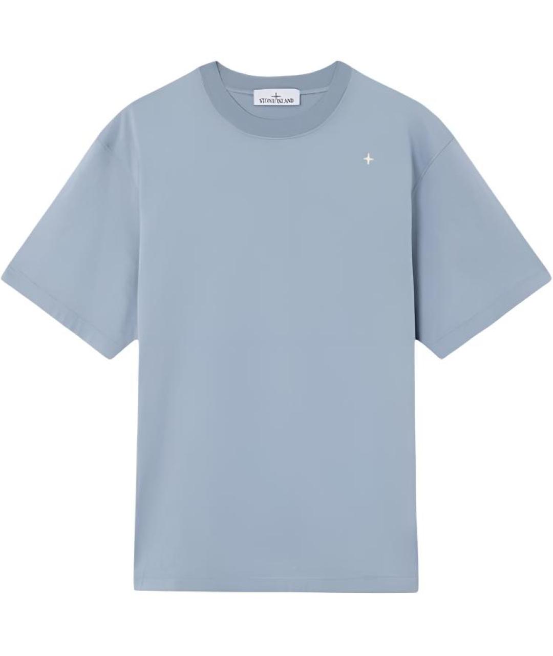 STONE ISLAND Голубая хлопковая футболка, фото 1