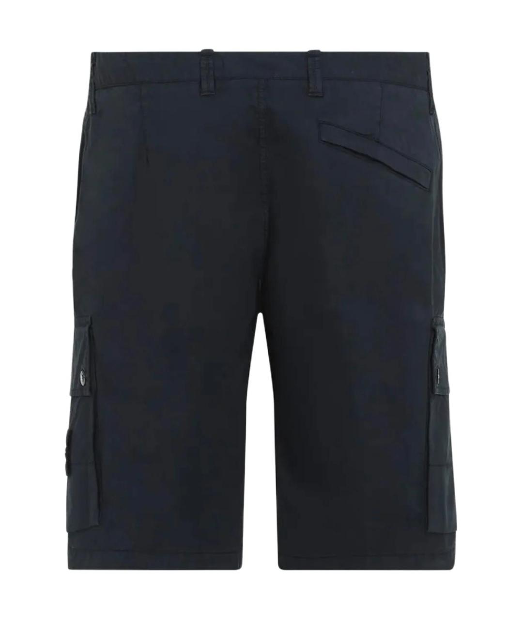 STONE ISLAND Темно-синие хлопковые шорты, фото 2