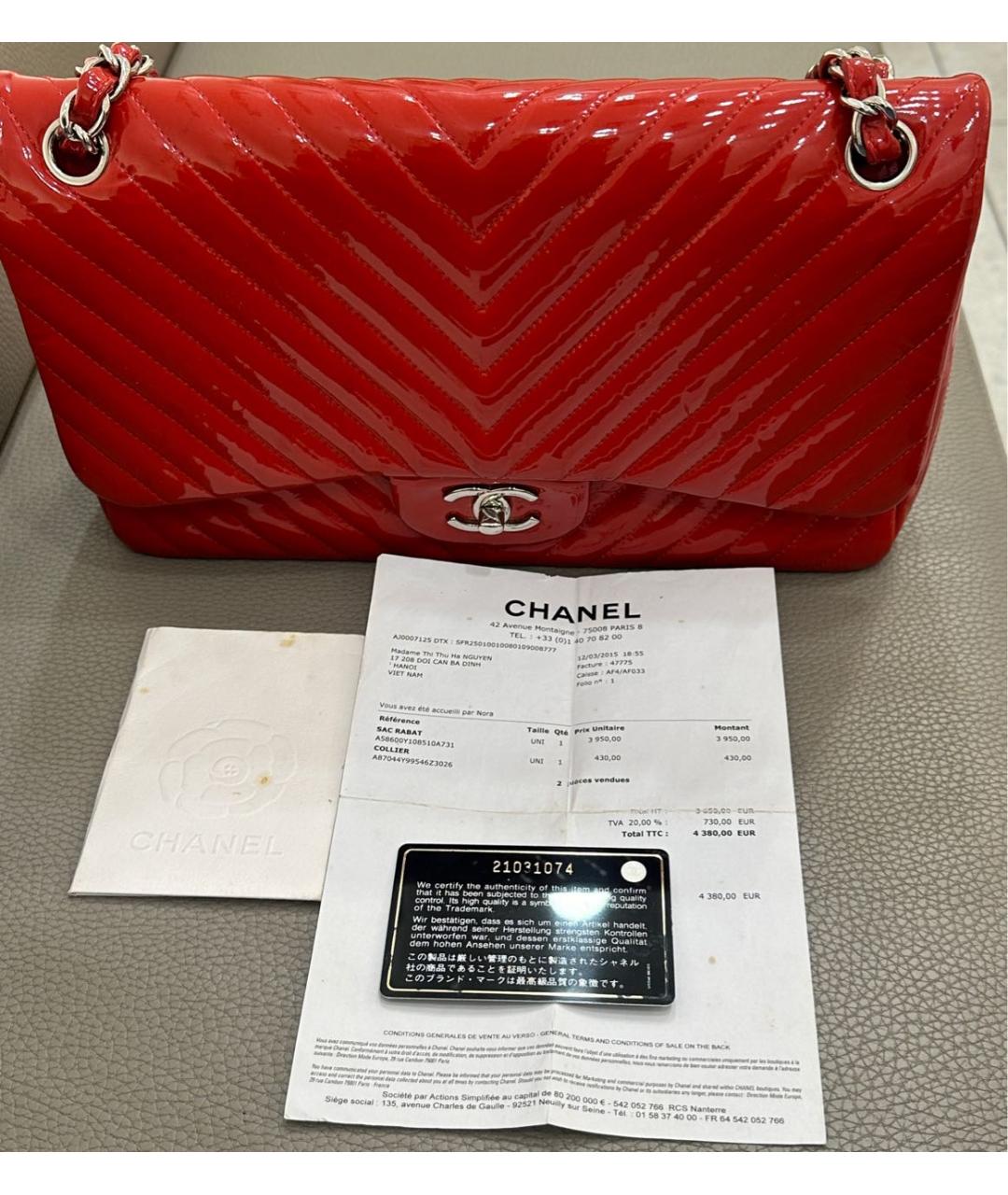 CHANEL Красная сумка через плечо из лакированной кожи, фото 7