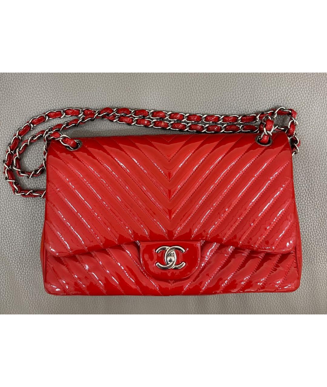 CHANEL Красная сумка через плечо из лакированной кожи, фото 8