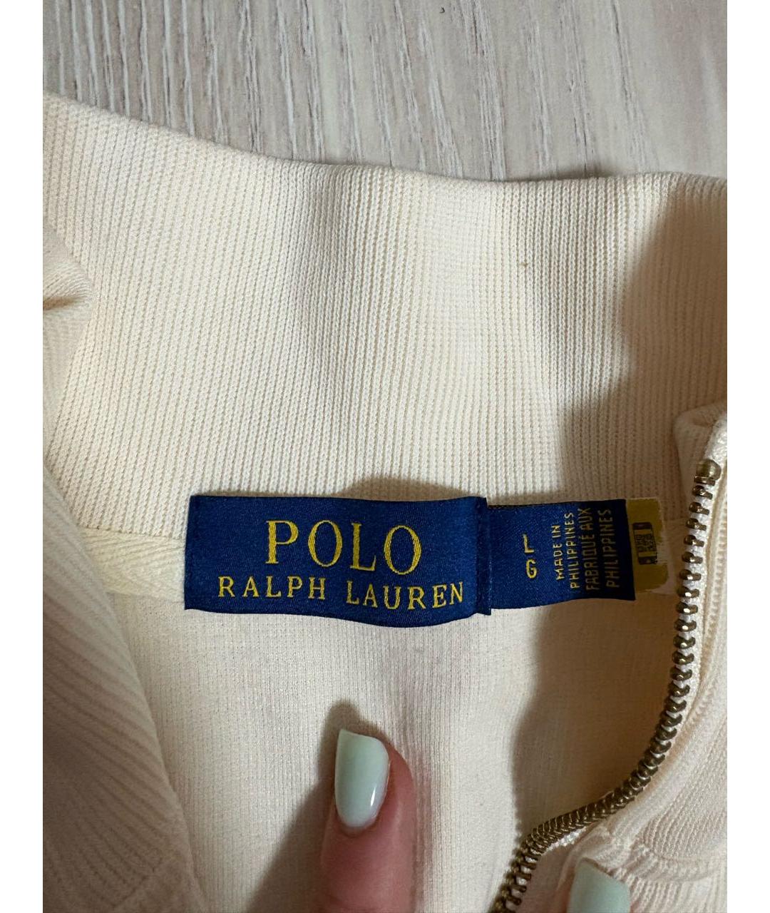 POLO RALPH LAUREN Бежевый хлопко-эластановый джемпер / свитер, фото 4