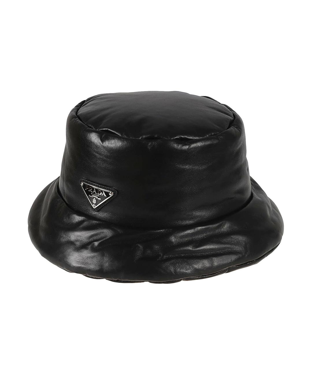 PRADA Черная кожаная шапка, фото 1